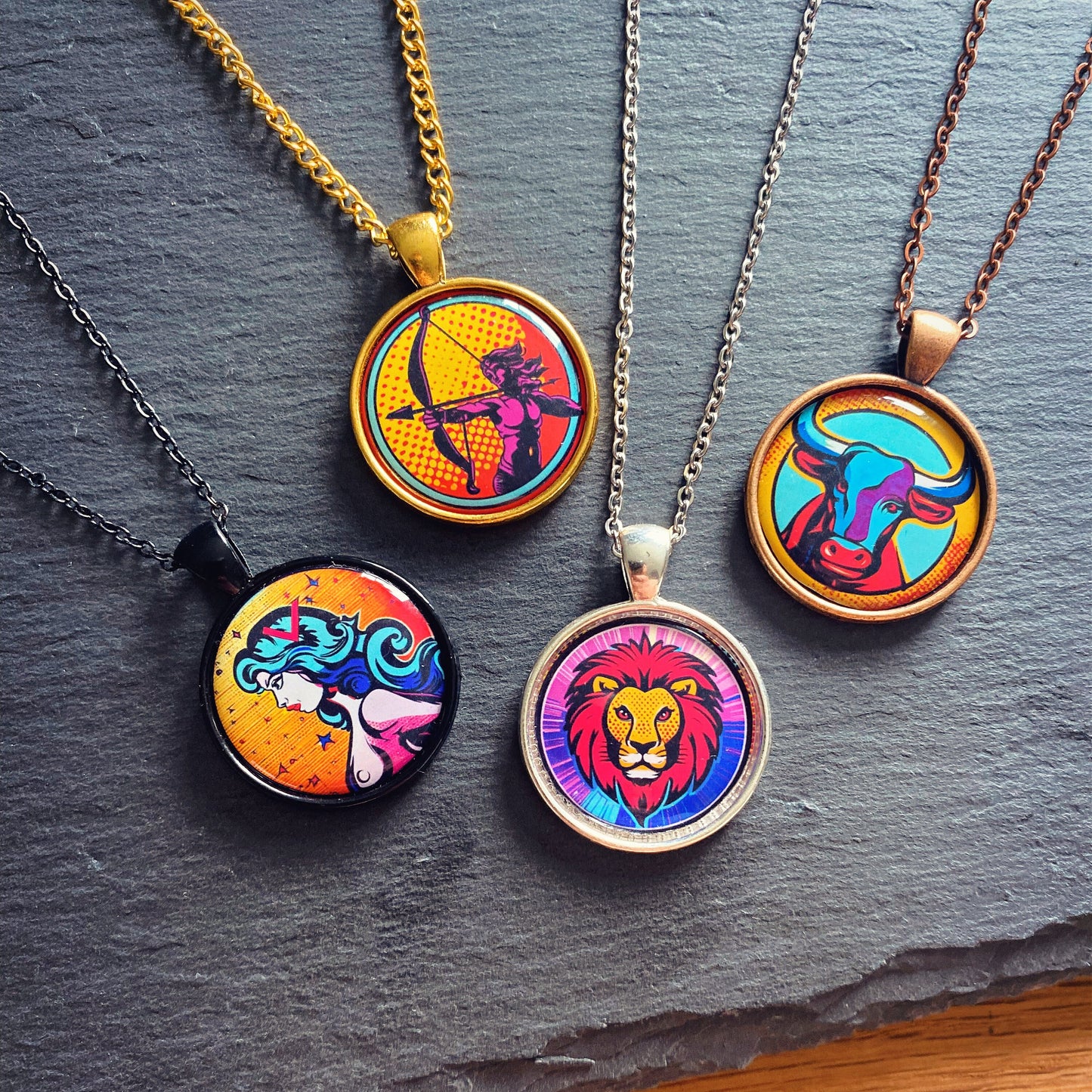 Taurus Earrings. Horoscope Symbol Necklace. Zodiac Sign Jewellery. Astrology Earrings. Pop Art Colourful Pendant. Star Sign Gift. Bull.