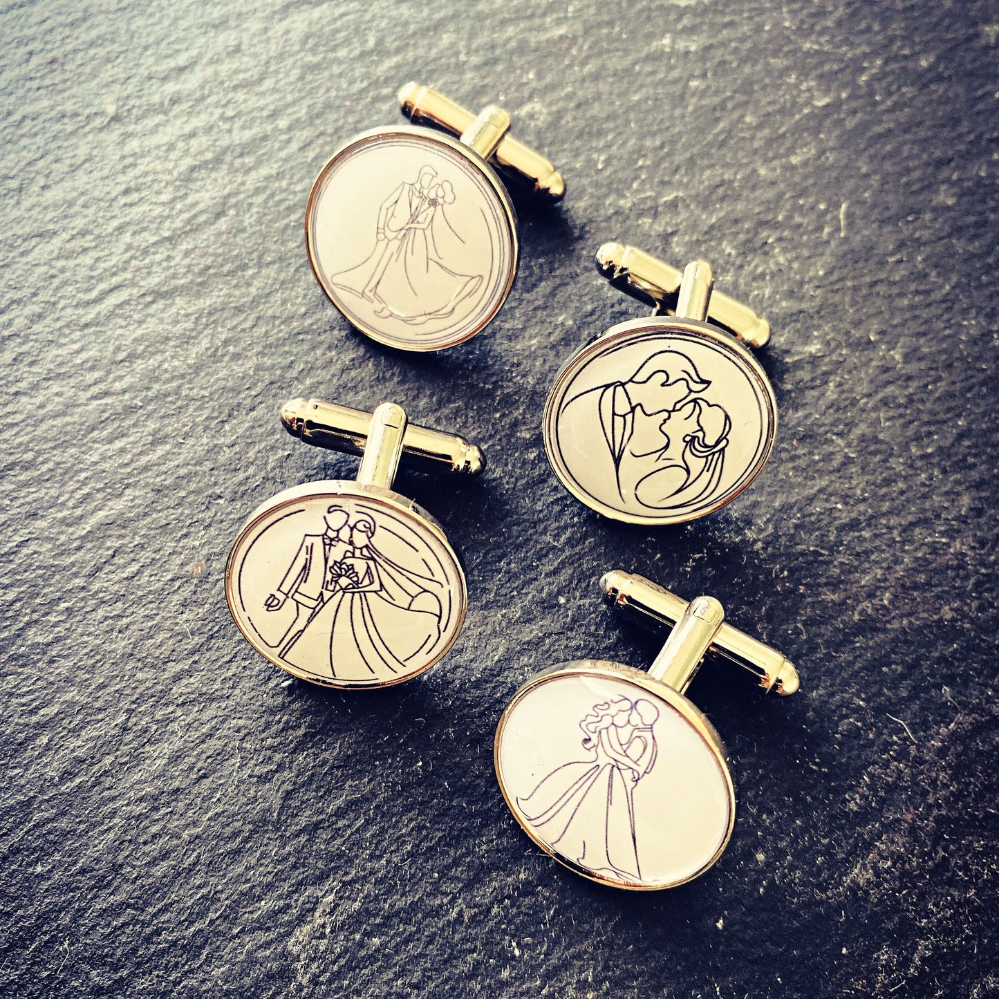 Wedding Couple Line Drawing Cufflinks. Custom made Wedding Anniversary Gift. Minimalist Art. Gay Lesbian Couple. Wedding Dance Drawing.