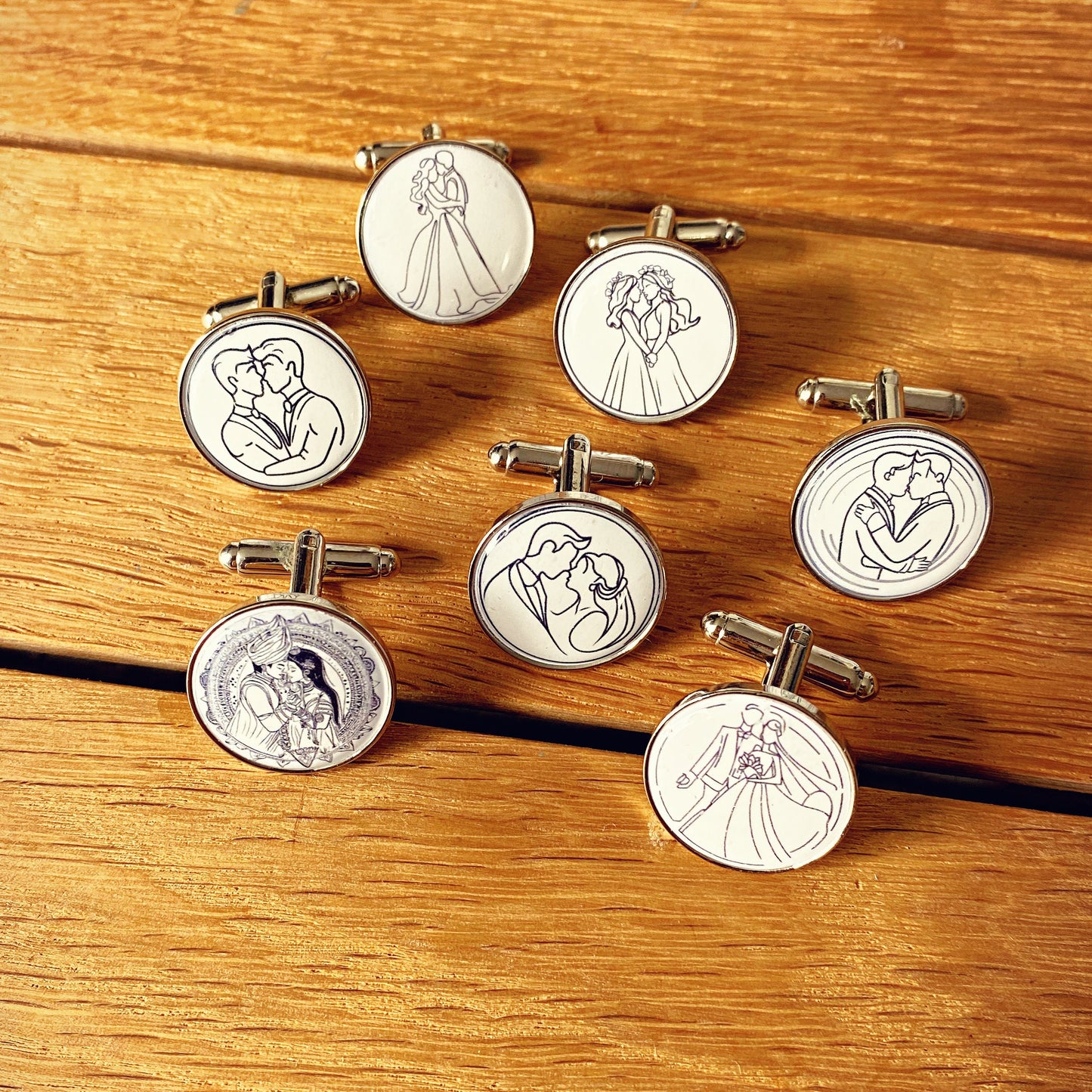Wedding Couple Line Drawing Cufflinks. Custom made Wedding Anniversary Gift. Minimalist Art. Gay Lesbian Couple. Wedding Dance Drawing.