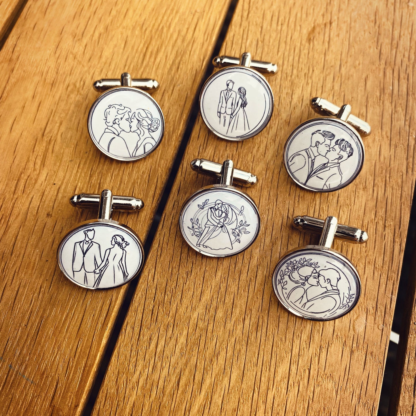 Wedding Couple Line Drawing Cufflinks. Custom made Wedding Anniversary Gift. Minimalist Art. Gay Lesbian Couple. Wedding Dance Drawing.