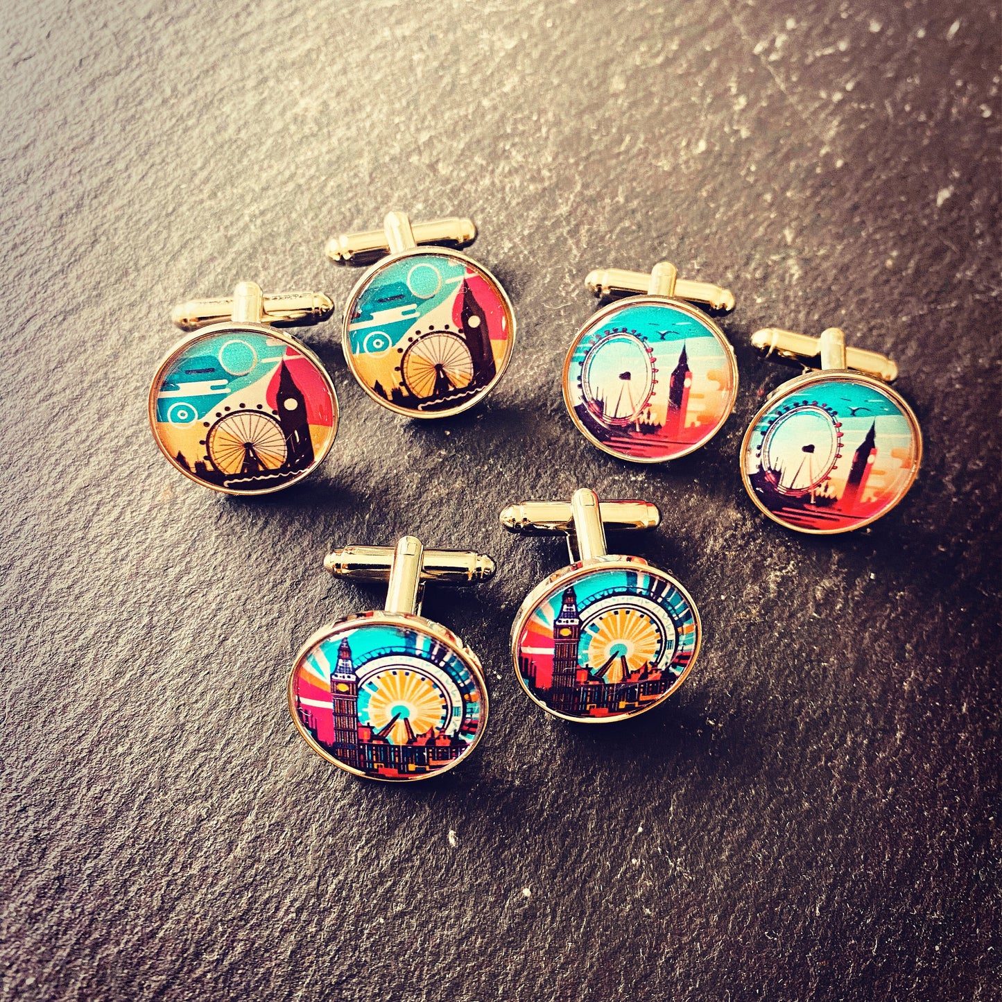 Travel Poster Cufflinks. Favourite Place Jewellery. Personalised Holiday Destination Gift. Where we fell in love. Where we met. Groom Gift.