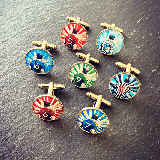 Pop Art Football Cufflinks. Personalised Team Colours Gift. Football Fan Present. Vibrant Colourful Wedding Cufflinks. Groomsmen. Father.