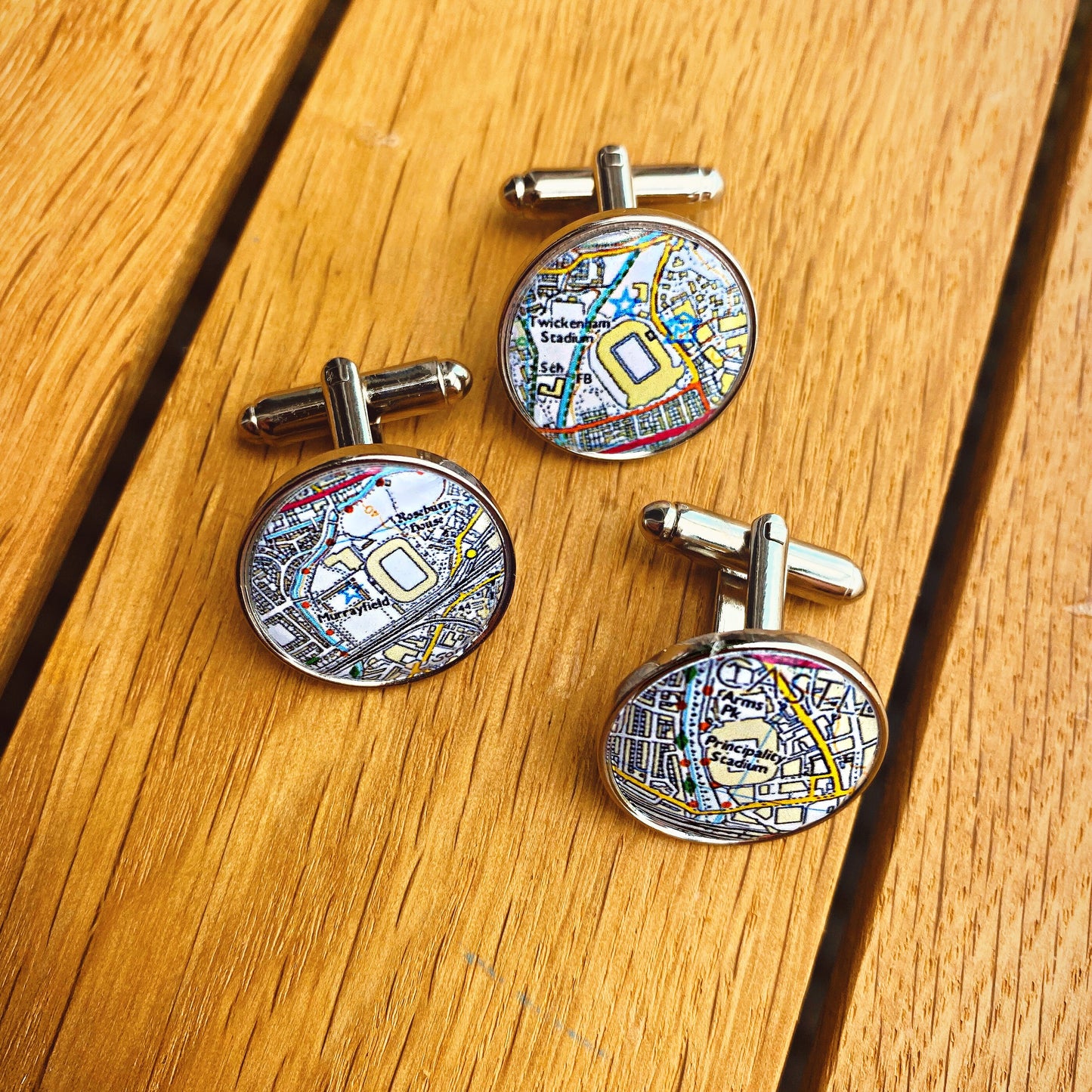 Personalised Map Cufflinks. Football Stadium Maps. Rugby Map. Vintage Maps. Special Places Gift for him. Wedding Cufflinks. Custom Location.