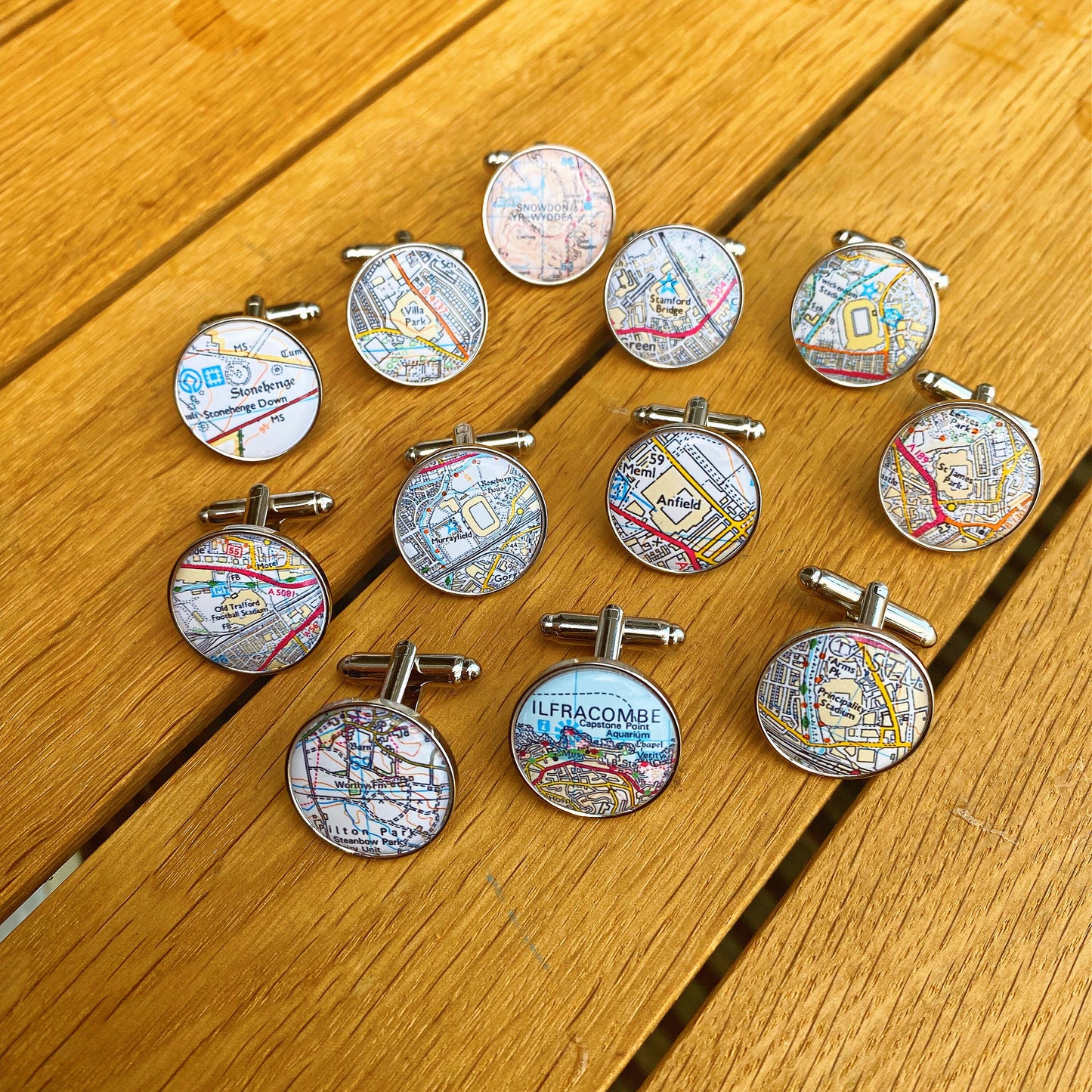 Personalised Map Cufflinks. Football Stadium Maps. Rugby Map. Vintage Maps. Special Places Gift for him. Wedding Cufflinks. Custom Location.