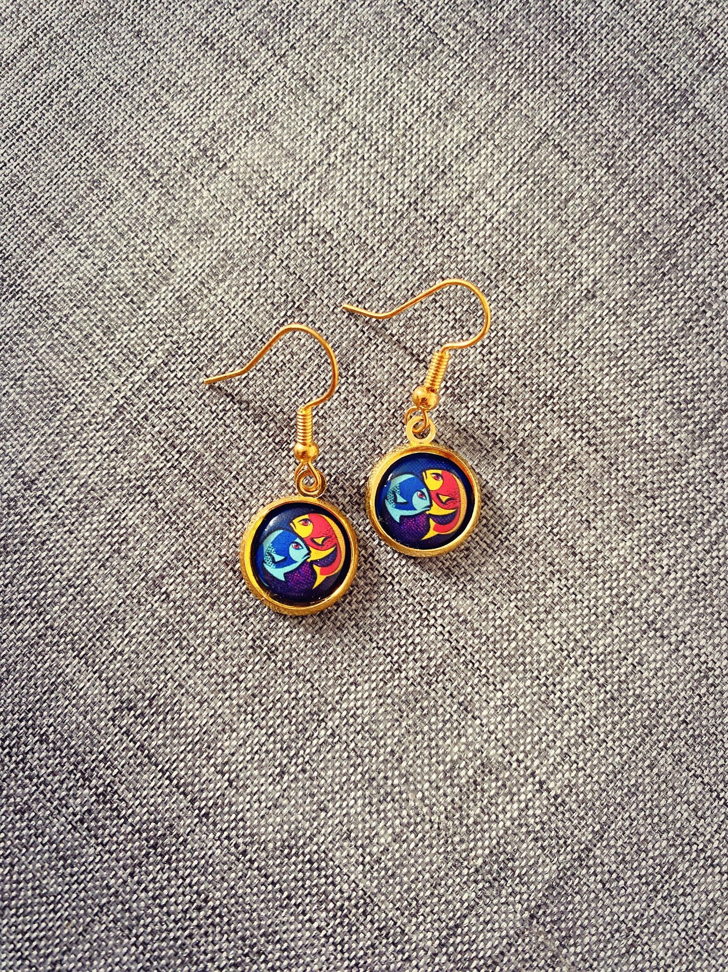 Pisces Earrings. Horoscope Symbol Necklace. Zodiac Sign Jewellery. Astrology Earrings. Pop Art Colourful Pendant. Star Sign Gift. Fish.