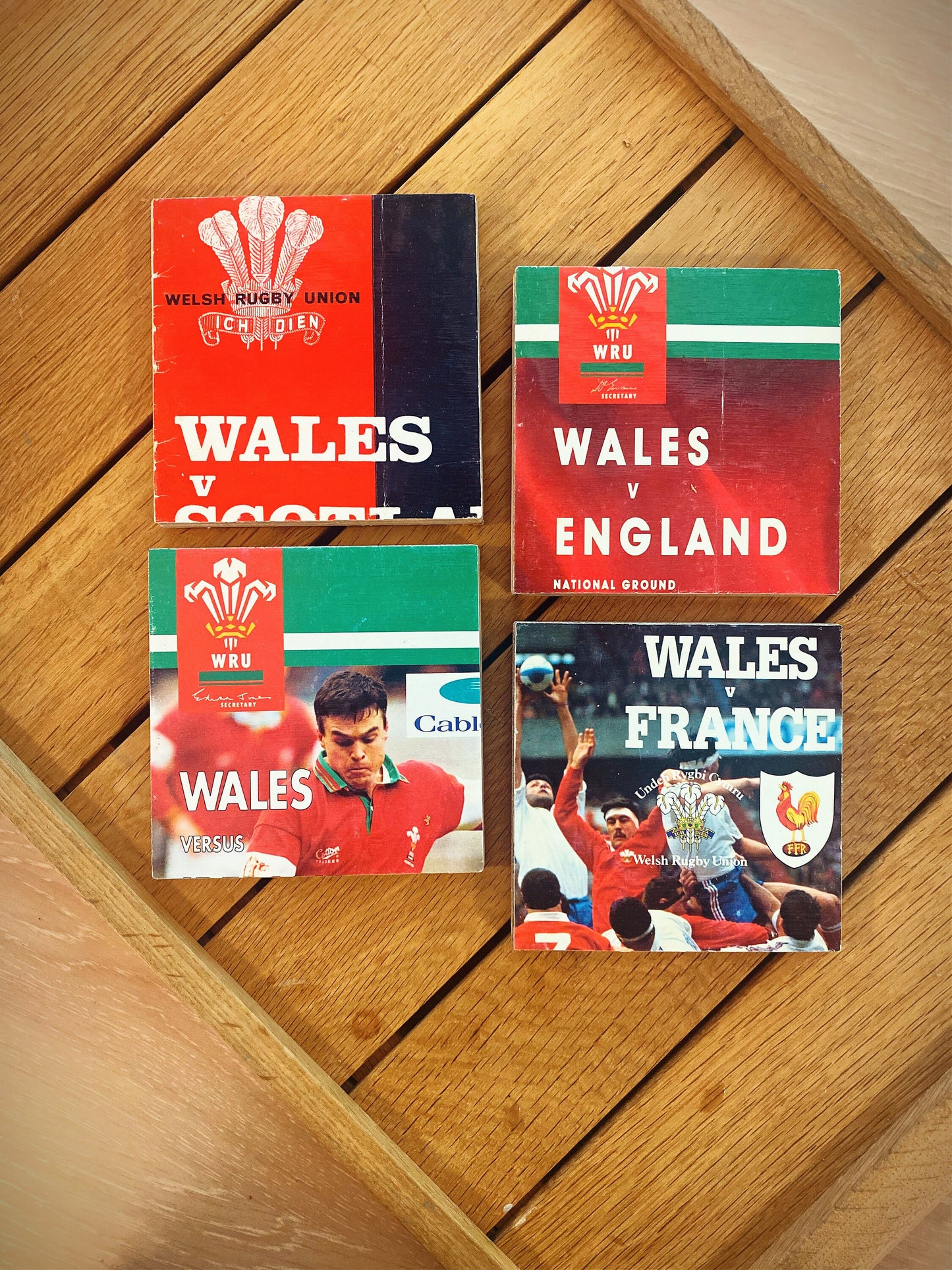 Vintage Wales Rugby Programme Coasters. Upcycled Rugby Gift. Man Cave Home Decor. Retro Rugby Gift for Dad. Rugby World Cup.