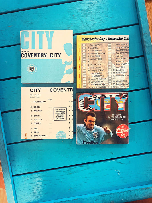 Vintage Man City Football Programme Coasters. Upcycled Football Gift. Man Cave Home Decor. Retro Football Gift for Dad. Manchester City.