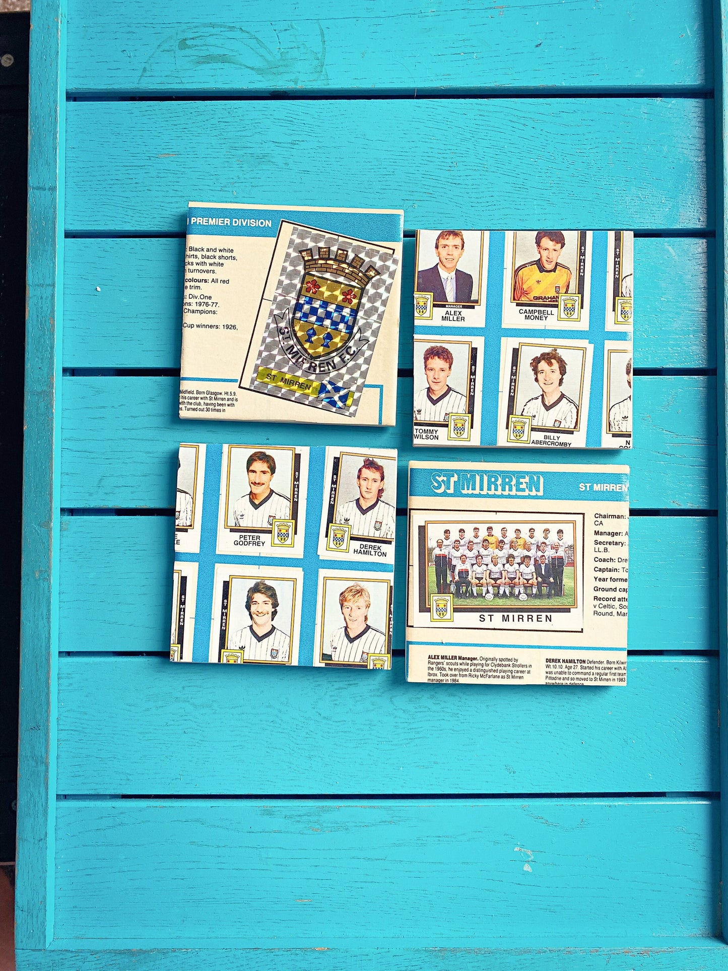 Vintage St Mirren Football Sticker Coasters. Upcycled Football Gift. Man Cave Home Decor. Retro Football Gift for Dad. Scottish. Scotland.