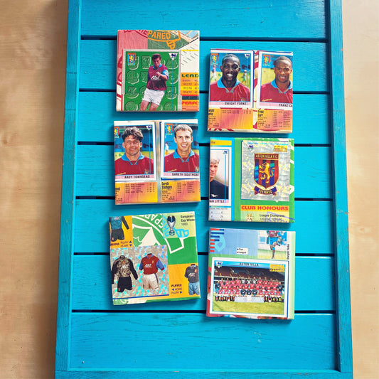 Vintage Sticker Book Aston Villa Football Coasters. Upcycled Football Gift. Man Cave Home Decor. Retro Football Gift for Dad. 90s