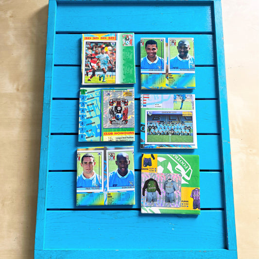 Vintage Sticker Book Coventry City Football Coasters. Upcycled Football Gift. Man Cave Home Decor. Retro Football Gift for Dad. 90s