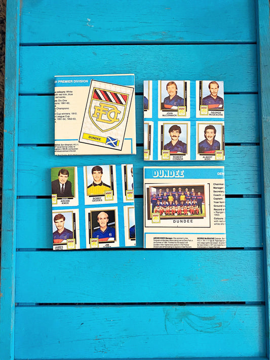 Vintage Dundee Football Sticker Coasters. Upcycled Football Gift. Man Cave Home Decor. Retro Football Gift for Dad. Scottish. Scotland.