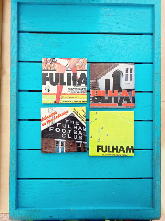 Vintage Fulham Football Programme Coasters. Upcycled Football Gift. Man Cave Home Decor. Retro Football Gift for Dad.