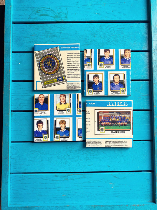 Vintage Glasgow Rangers Football Sticker Coasters. Upcycled Football Gift. Man Cave Home Decor. Retro Football Gift for Dad. Scotland.