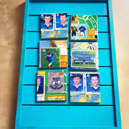Vintage Sticker Book Everton Football Coasters. Upcycled Football Gift. Man Cave Home Decor. Retro Football Gift for Dad. 90s