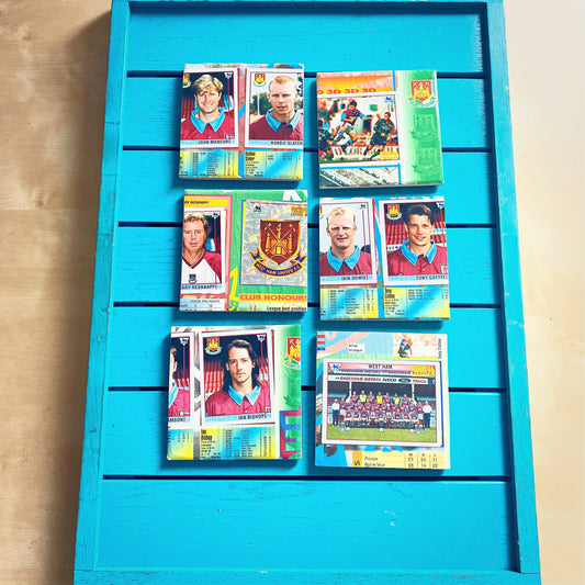 Vintage Sticker Book West Ham United Football Coasters. Upcycled Football Gift. Man Cave Home Decor. Retro Football Gift for Dad. 90s