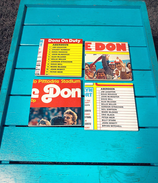 Vintage Aberdeen Football Programme Coasters. Upcycled Football Gift. Man Cave Home Decor. Retro Football Gift for Dad. Scotland