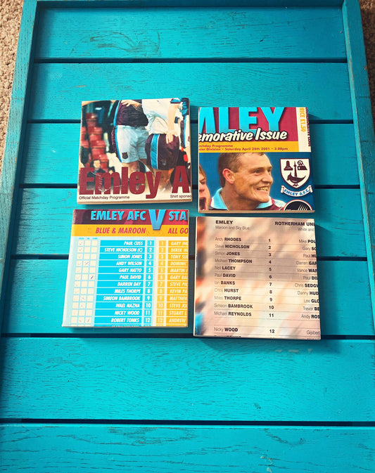 Vintage Emley AFC Football Programme Coasters. Upcycled Football Gift. Man Cave Home Decor. Retro Football Gift for Dad.