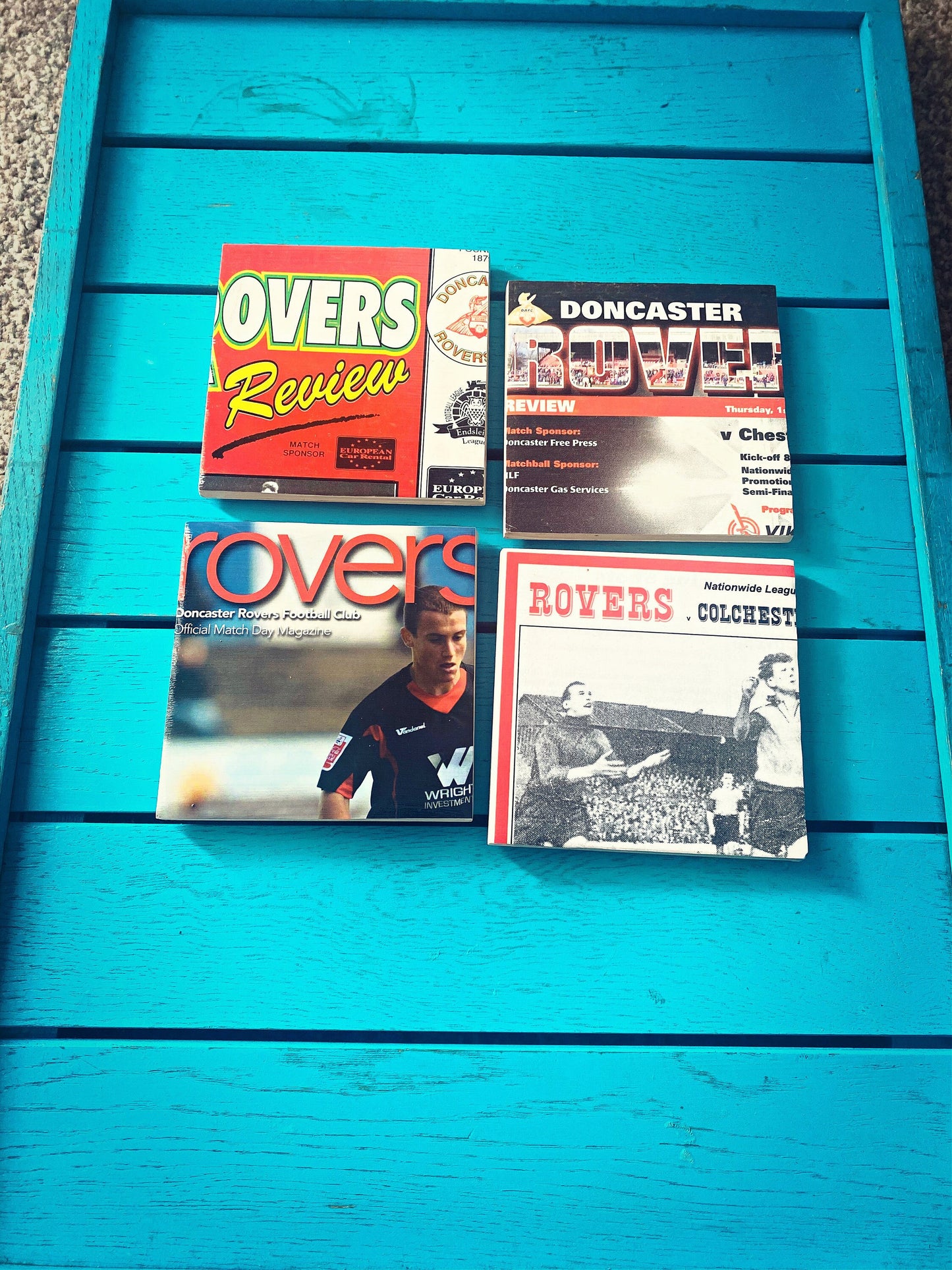 Vintage Doncaster Rovers Football Programme Coasters. Upcycled Football Gift. Man Cave Home Decor. Retro Football Gift for Dad.