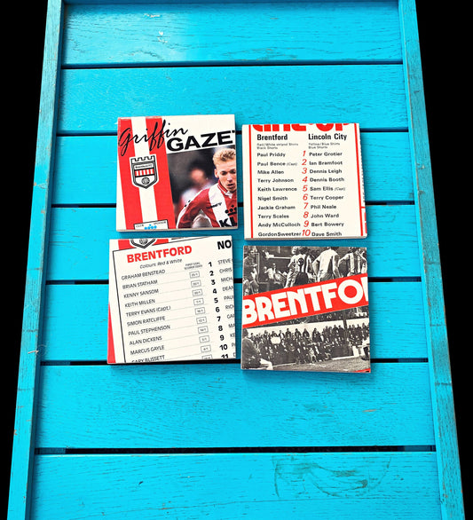 Vintage Brentford Football Programme Coasters. Upcycled Football Gift. Man Cave Home Decor. Retro Football Gift for Dad. Hatters.
