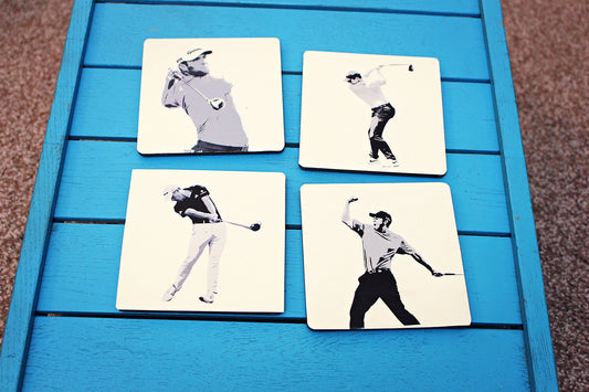 Golf Icons Coasters. Golfing Legends. Golfers Gift. Man Cave. Home Office decor. Gift for golf lover. Your photo personalised coaster. Beer