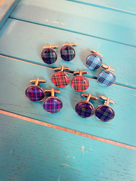 Custom Tartan Cufflinks. Scottish Wedding Jewellery. Personalised Clan Tartan Gift. Scotland Heritage. Family Tartan. Irish Tartan. Ireland.