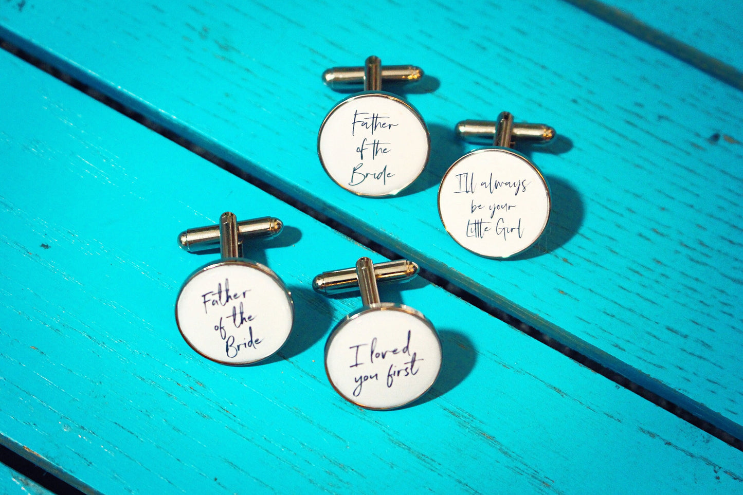 Personalised Father of the Bride Cufflinks Customised message to Dad on Wedding Day Calligraphy quote for Father. Always be your Little Girl