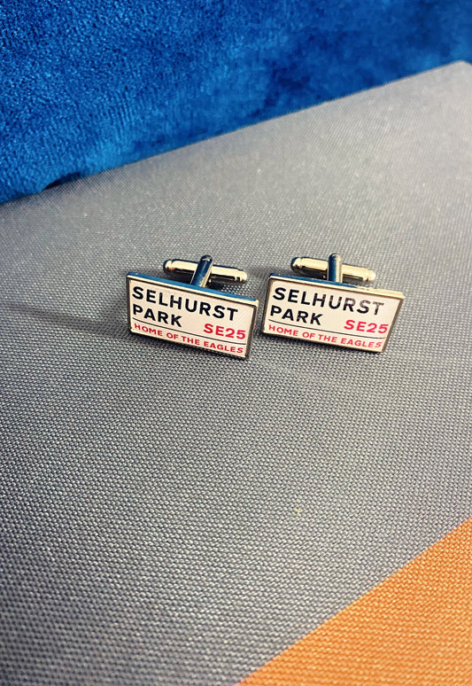 Crystal Palace Football Stadium Cufflinks. Selhurst Park Stadium. Gift for Eagles Fan. Road Sign Tie Bar. Personalised Street Name.