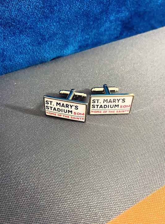 Southampton Football Stadium Cufflinks. St Mary's Stadium. Gift for Saints Fan. Road Sign Tie Bar. Personalised Street Name.