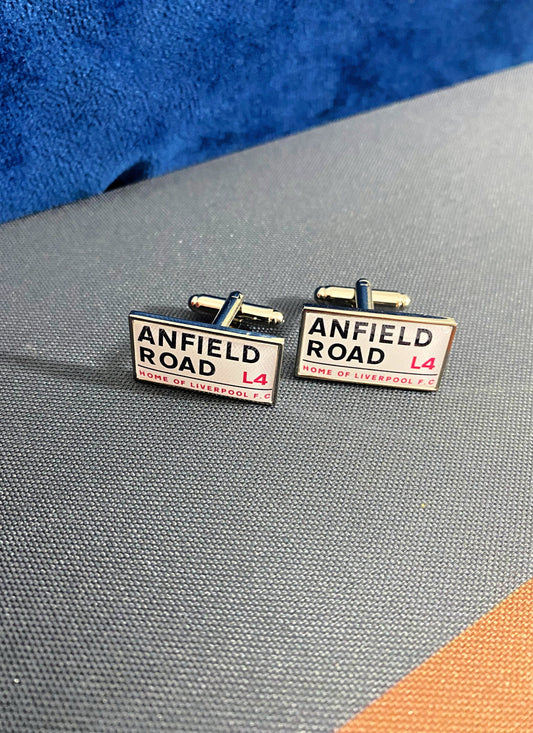 Liverpool Football Stadium Cufflinks. Anfield Stadium. Gift for LFC Fan. You'll Never Walk Alone. Road Sign Tie Bar Personalised Street Name