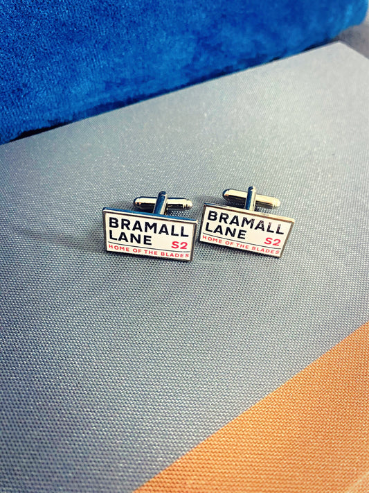 Sheffield United Football Stadium Cufflinks. Bramall Lane Stadium.. Gift for Blades Fan. Road Sign Tie Bar. Personalised Street Name.