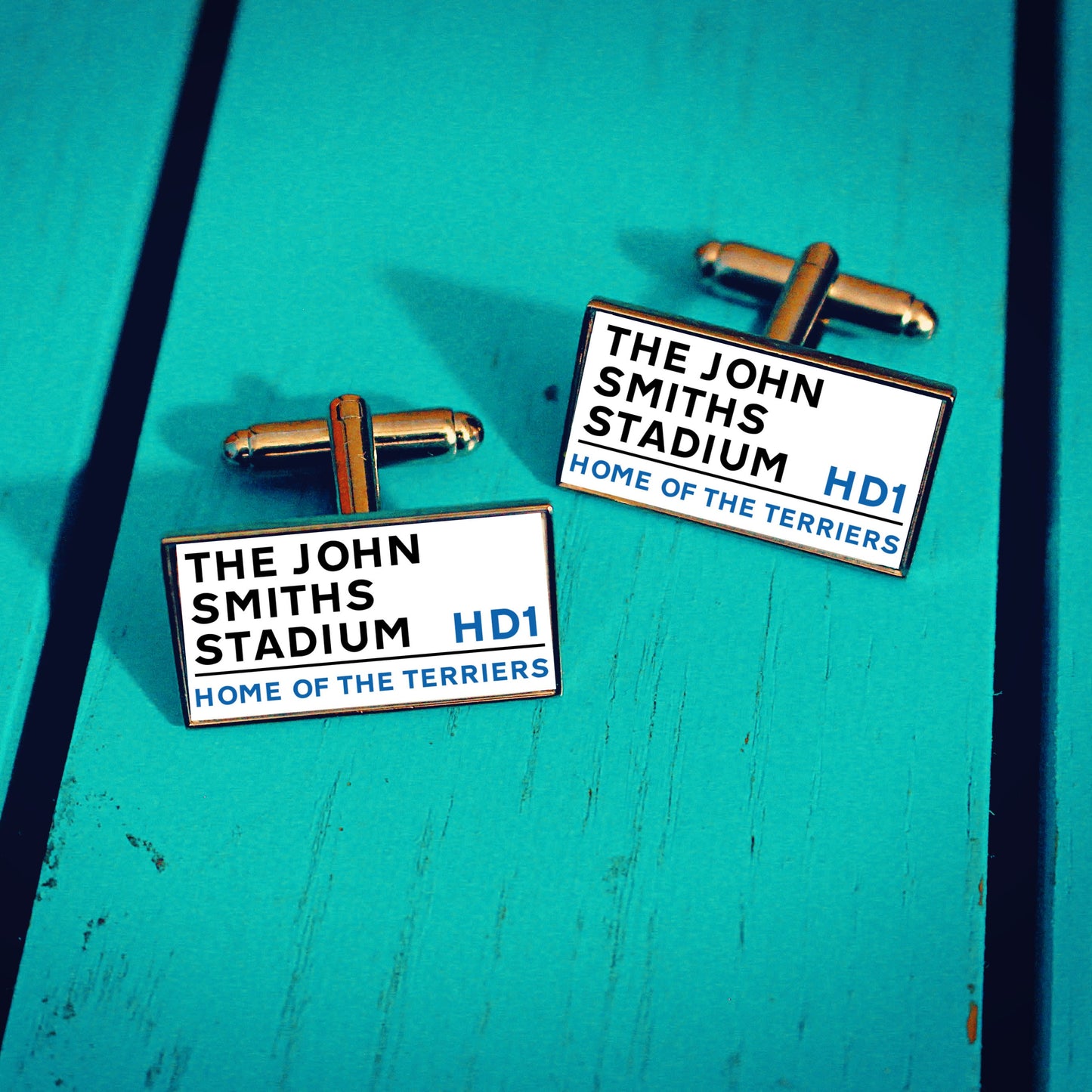 Huddersfield Town Football Stadium Cufflinks. John Smiths Stadium. Gift for Terriers Fan. Road Sign Tie Bar Personalised Street Name.