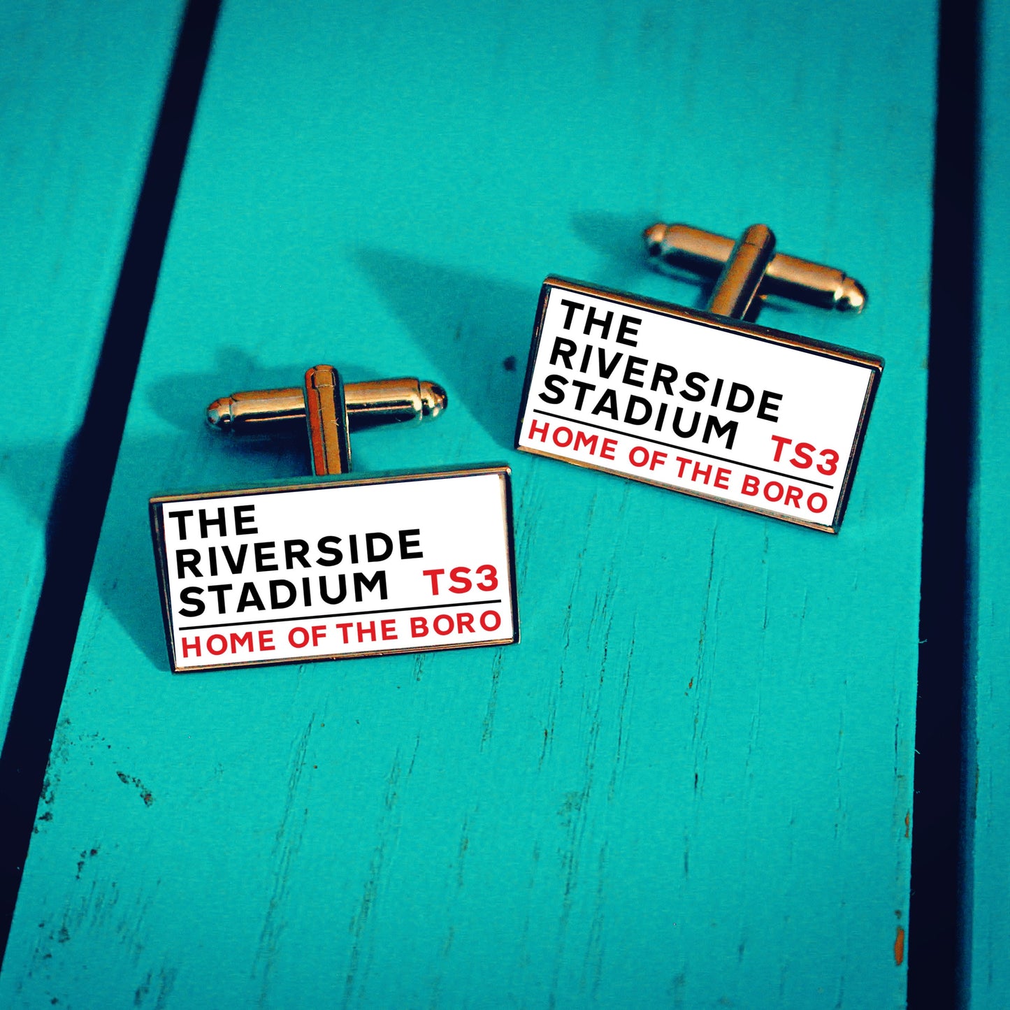 Middlesbrough Football Shirt Cufflinks. Riverside Stadium. Gift for Boor Fan. Road Sign Tie Bar Personalised Name and Number. Christmas