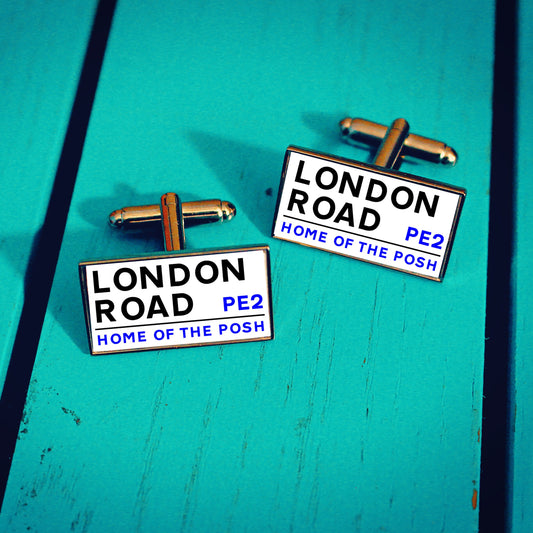 Peterborough United Football Stadium Cufflinks. London Road Stadium. Gift for Posh Fan. Road Sign Tie Bar Personalised Street Name Christmas