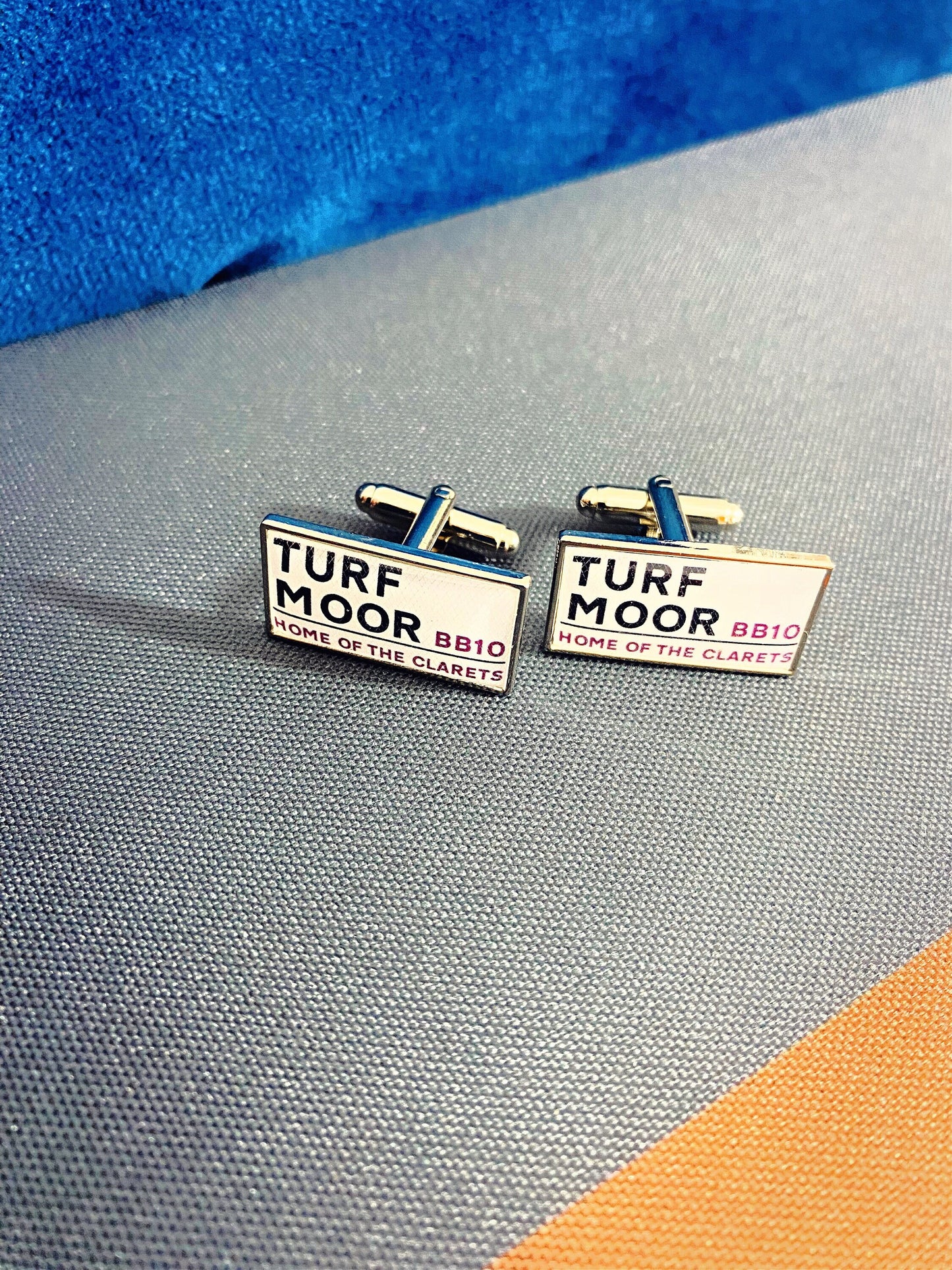 Burnley Football Stadium Cufflinks. Turf Moor Stadium. Gift for Clarets Fan. Road Sign Tie Bar. Personalised Street Name.
