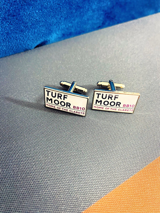 Burnley Football Stadium Cufflinks. Turf Moor Stadium. Gift for Clarets Fan. Road Sign Tie Bar. Personalised Street Name.