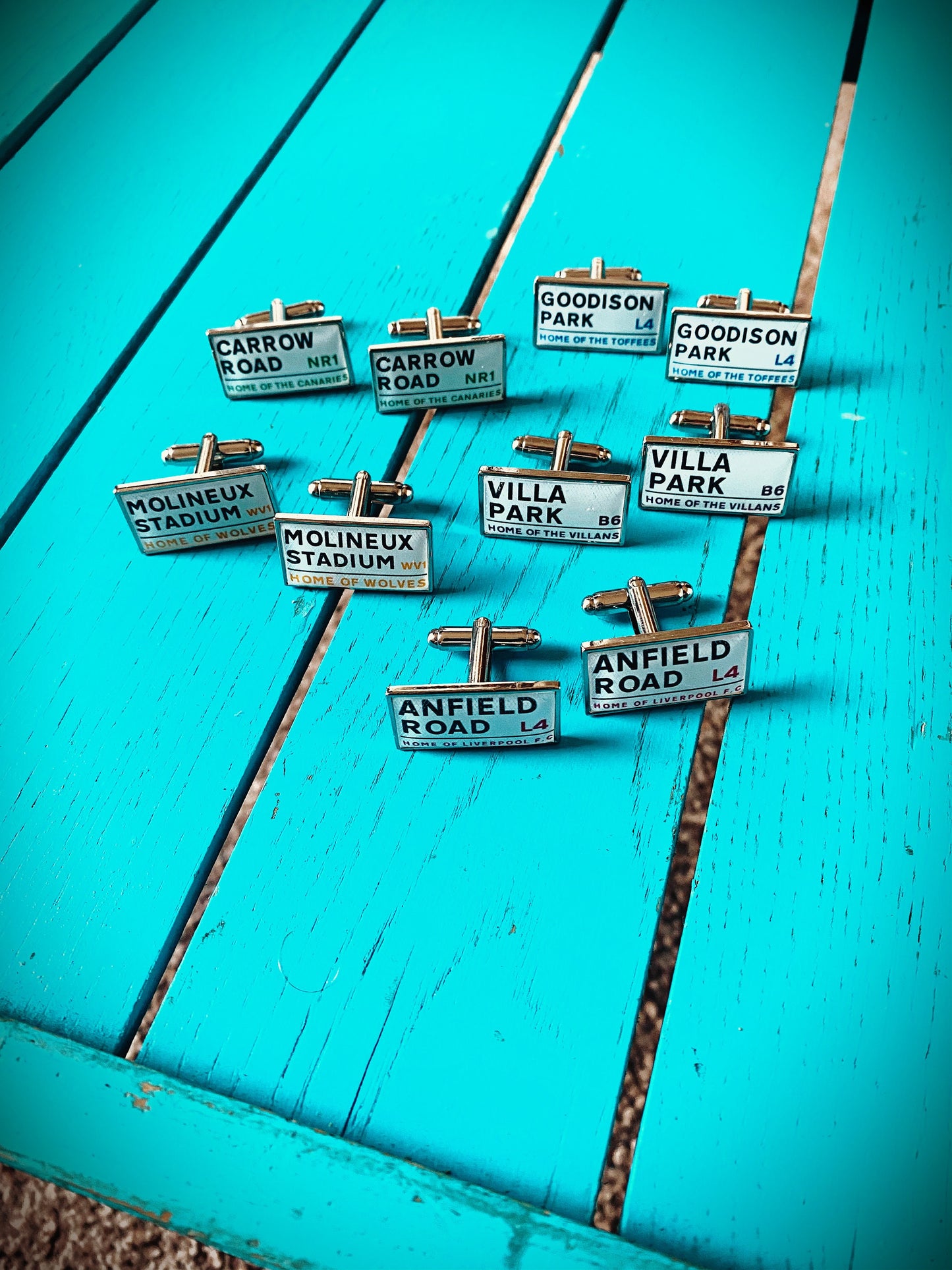 Harrogate Town Football Stadium Cufflinks. Wetherby Road Stadium. Gift for Sulphurites Fan. Road Sign Tie Bar Personalised Street Name.