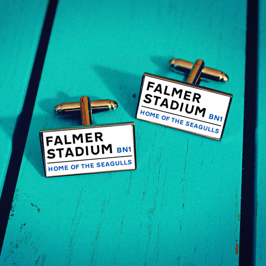 Brighton And Hove Albion Football Shirt Cufflinks. Amex Stadium. Falmer. Gift for Seagulls Fan.  Tie Bar Personalised Name and Number