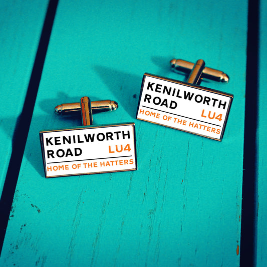 Luton Town Football Stadium Cufflinks. Kenilworth Road Stadium. Gift for Hatters Fan. Road Sign Tie Bar Personalised Street Name. Christmas