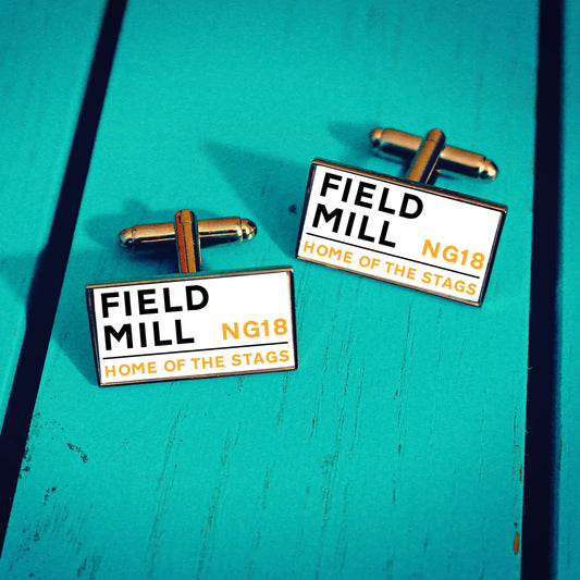 Mansfield Town Football Stadium Cufflinks. Field Mill Stadium. Gift for Stags Fan. Road Sign Tie Bar Personalised Street Name. Christmas