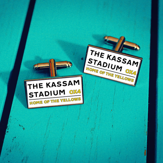 Oxford United Football Stadium Cufflinks. Kassam Stadium. Manor Ground. Gift for Yellows Fan. Road Sign Tie Bar Personalised Street Name.