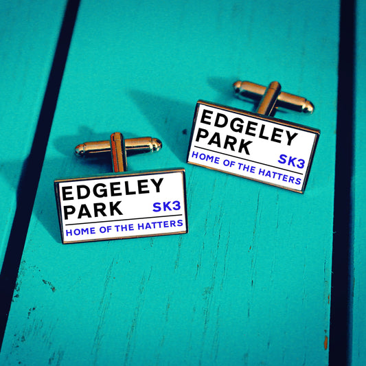 Stockport County Football Stadium Cufflinks. Edgeley Park Stadium. Gift for Hatters Fan. Road Sign Tie Bar Personalised Street Name.