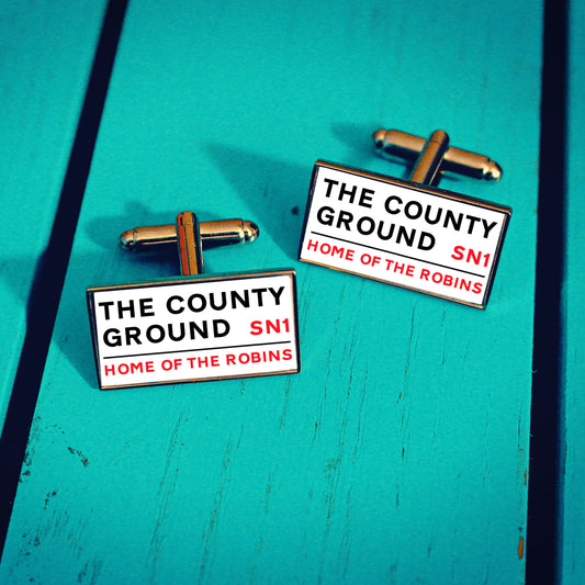 Swindon Town Football Stadium Cufflinks. The County Ground Stadium. Gift for Robins Fan. Road Sign Tie Bar Personalised Street Name.