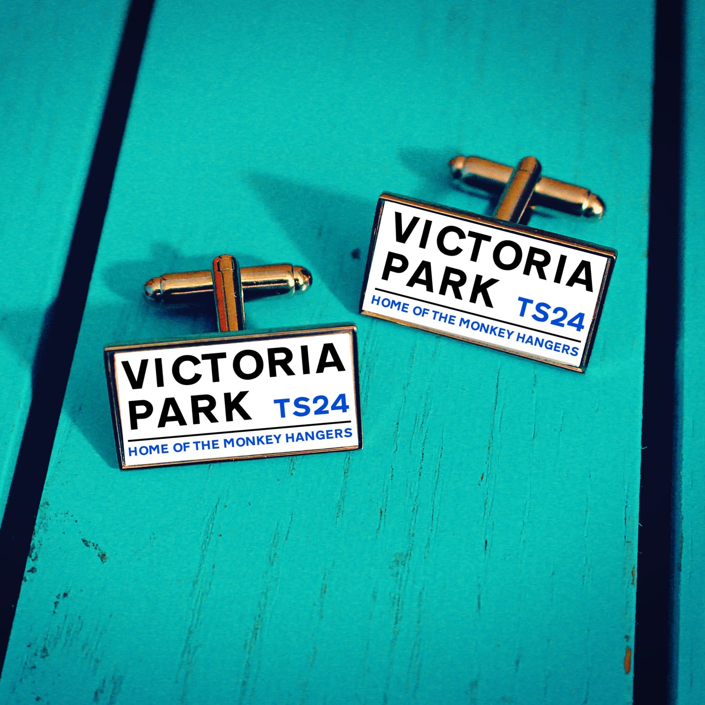 Hartlepool United Football Stadium Cufflinks. Victoria Park Stadium. Gift for Monkey Hangers Fan. Road Sign Tie Bar Personalised Street Name