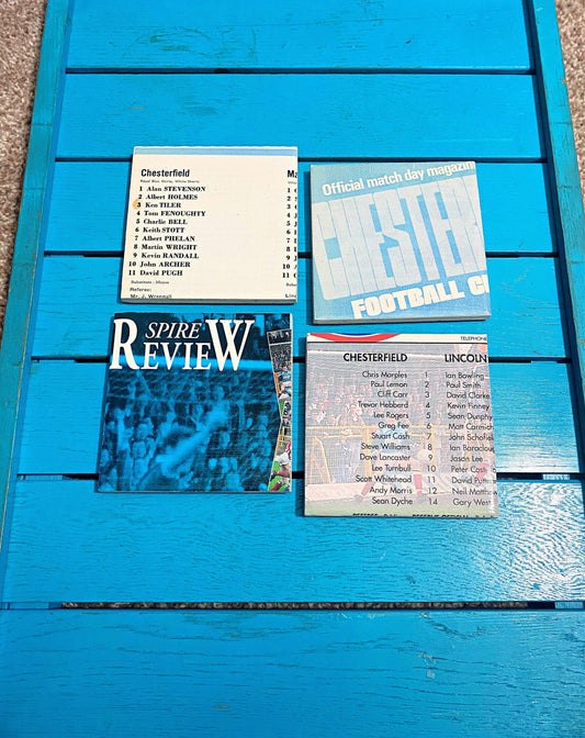 Vintage Chesterfield Football Programme Coasters. Upcycled Football Gift. Man Cave Home Decor. Retro Football Gift for Dad.