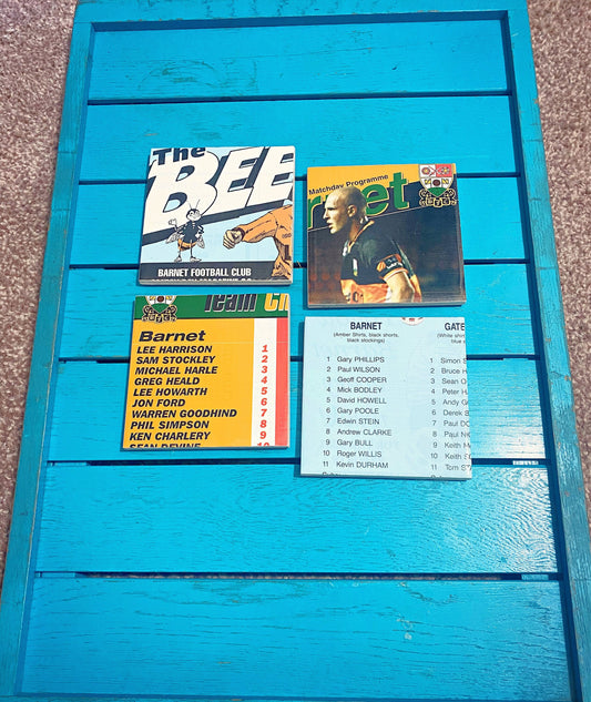 Vintage Barnet Football Programme Coasters. Upcycled Football Gift. Man Cave Home Decor. Retro Football Gift for Dad. Barnet Bees FC