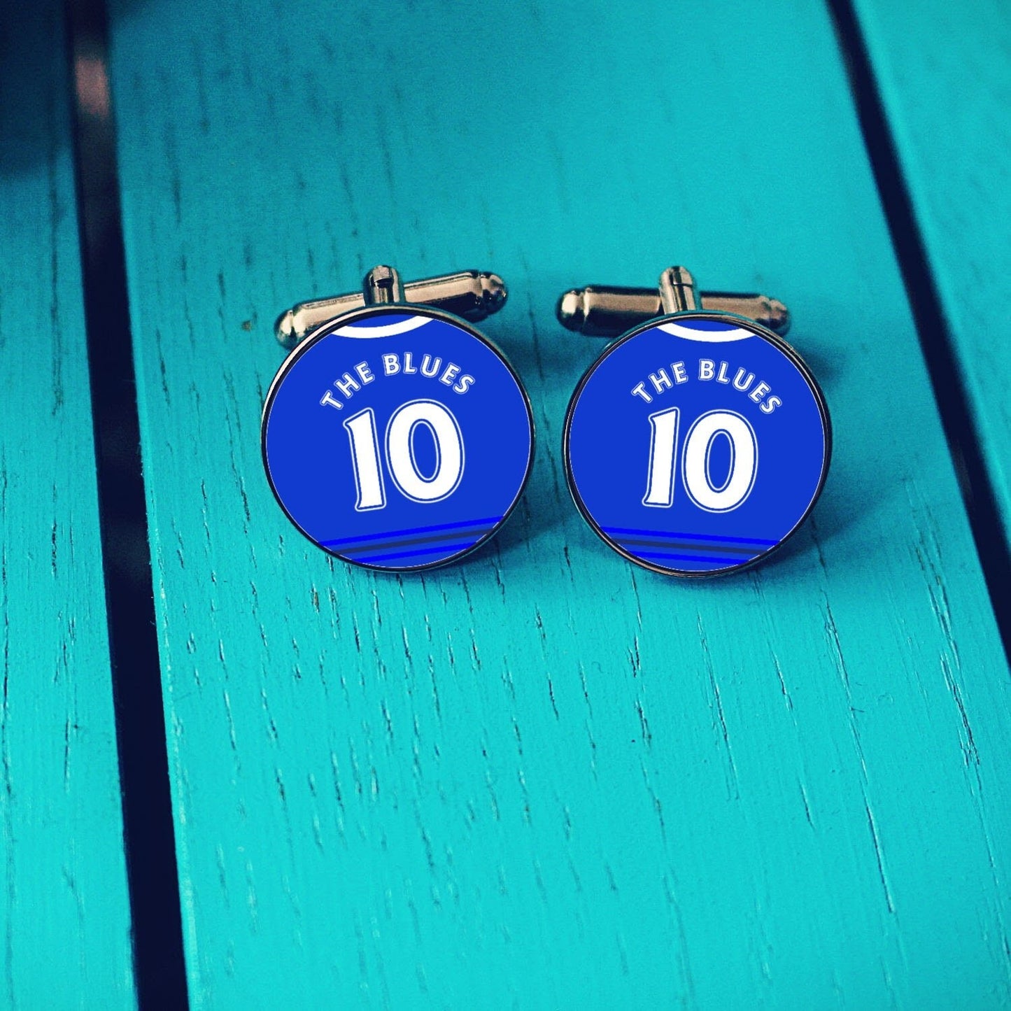 Birmingham City Football Shirt Cufflinks. St Andrews Stadium. Gift for Blues Fan. Road Sign Tie Bar Personalised Name and Number. Christmas