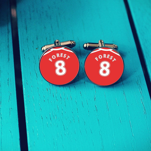Nottingham Forest Football Shirt Cufflinks. The City Ground Stadium. Gift for Fan. Road Sign Tie Bar Personalised Name and Number. Christmas