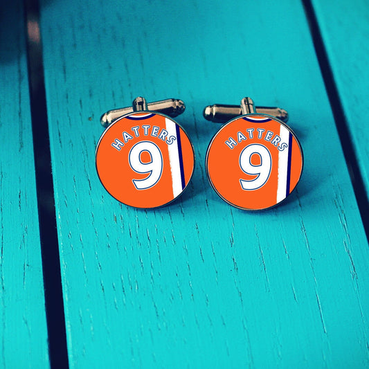 Luton Town Football Shirt Cufflinks. Kenilworth Road Stadium. Gift for Hatters Fan. Road Sign Tie Bar Personalised Name Number. Christmas