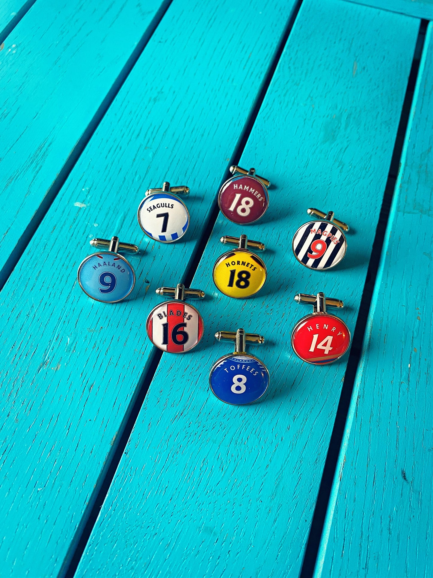 Luton Town Football Shirt Cufflinks. Kenilworth Road Stadium. Gift for Hatters Fan. Road Sign Tie Bar Personalised Name Number. Christmas