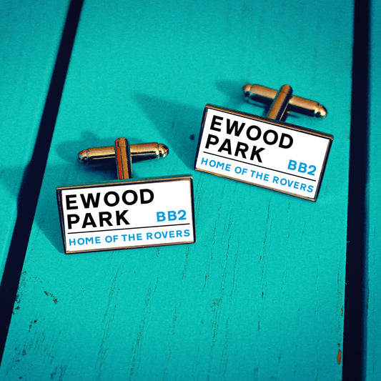 Blackburn Rovers Football Stadium Cufflinks. Ewood Park Stadium. Gift for Rovers Fan. Road Sign Tie Bar Personalised Street Name. Christmas